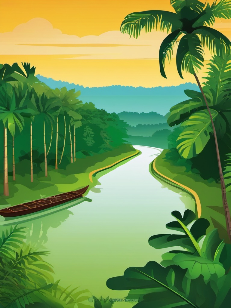 The Amazon River clipart - Second-longest river in the world, ,color clipart vector style