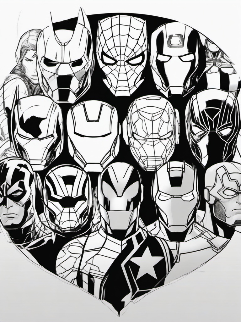 sketch of marvel characters  minimal rough sketch scribbles,doodles,black and white