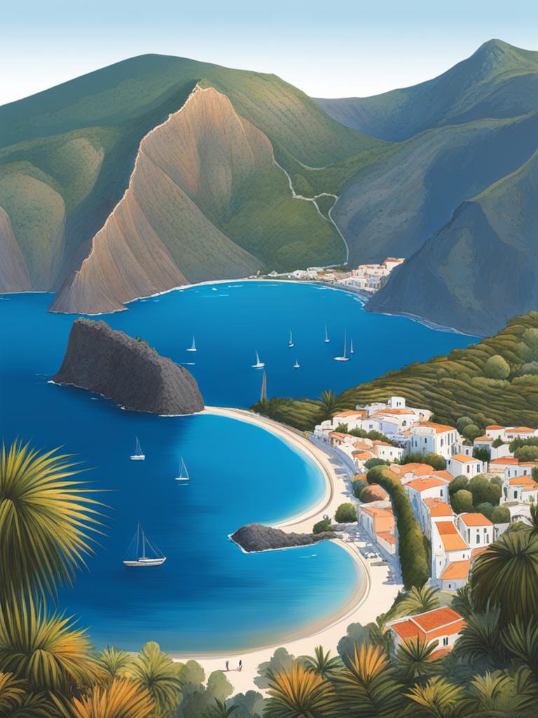 lipari's volcanic beauty - sketch the volcanic landscapes of lipari island, with craters, hot springs, and dramatic rock formations. 