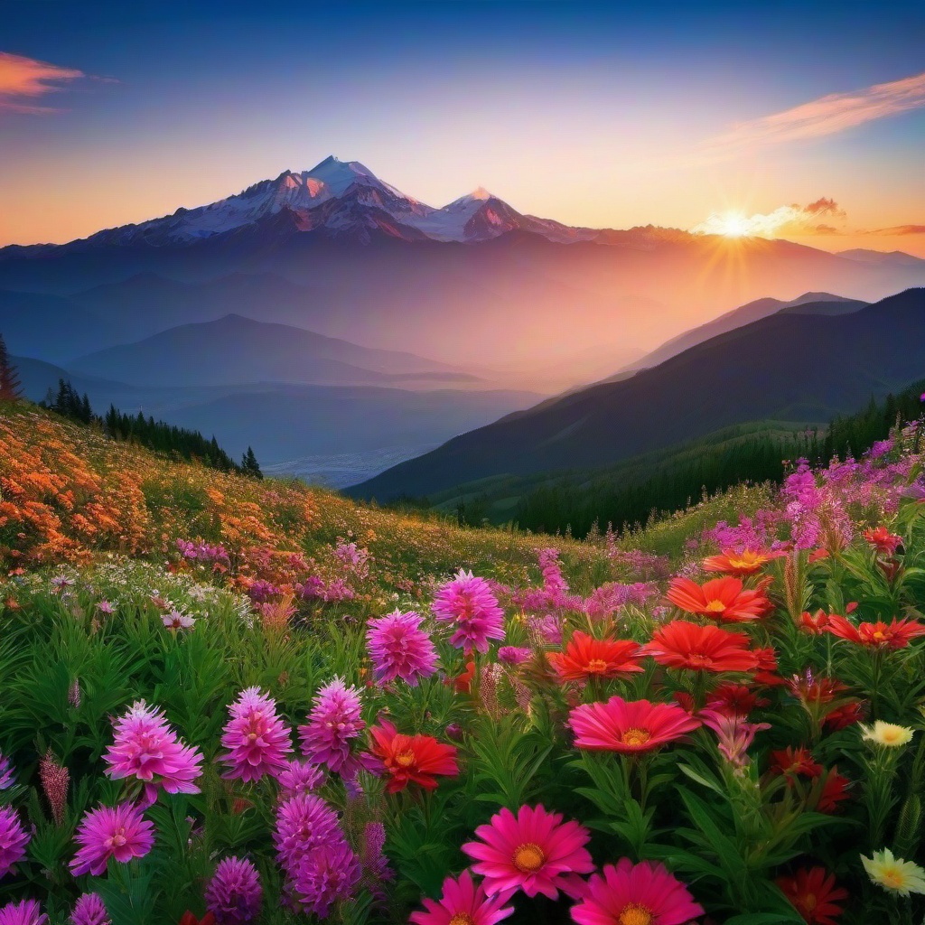 Mountain Background Wallpaper - flowers with mountain background  