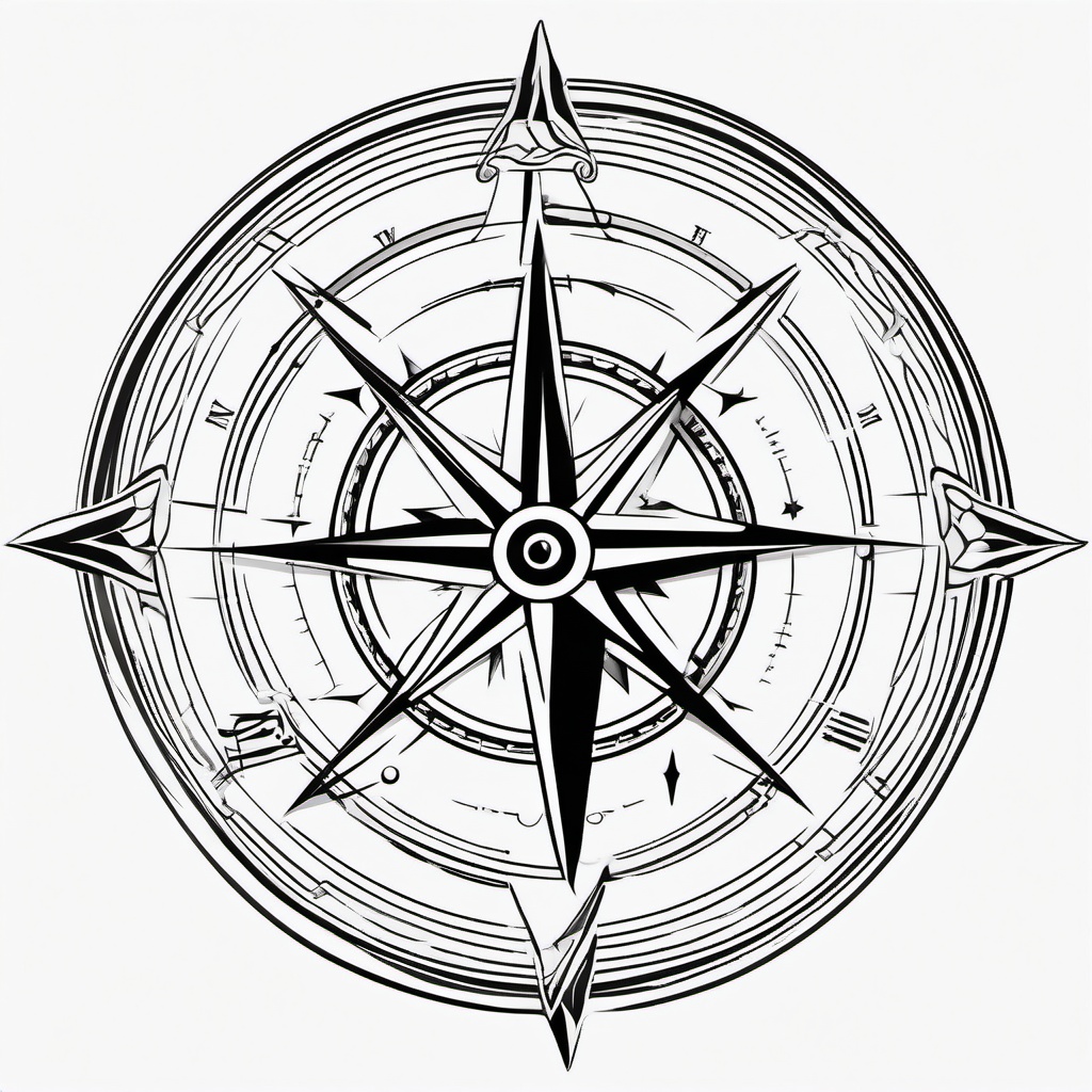 Feminine Meaningful Compass Tattoo - Compass tattoo designed with a meaningful and feminine touch.  simple vector tattoo,minimalist,white background