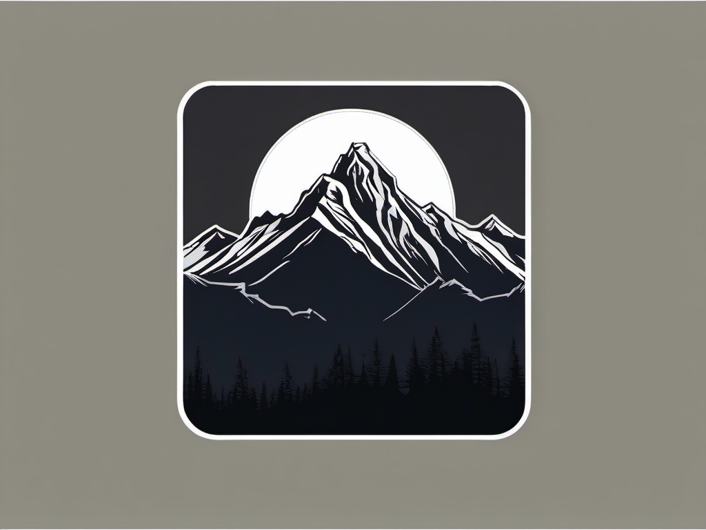 Mountain Sticker - Majestic mountain silhouette, ,vector color sticker art,minimal