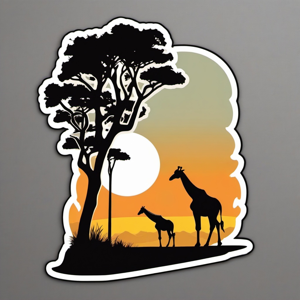 Safari Giraffe Sticker - A giraffe in the safari, gracefully roaming the plains. ,vector color sticker art,minimal