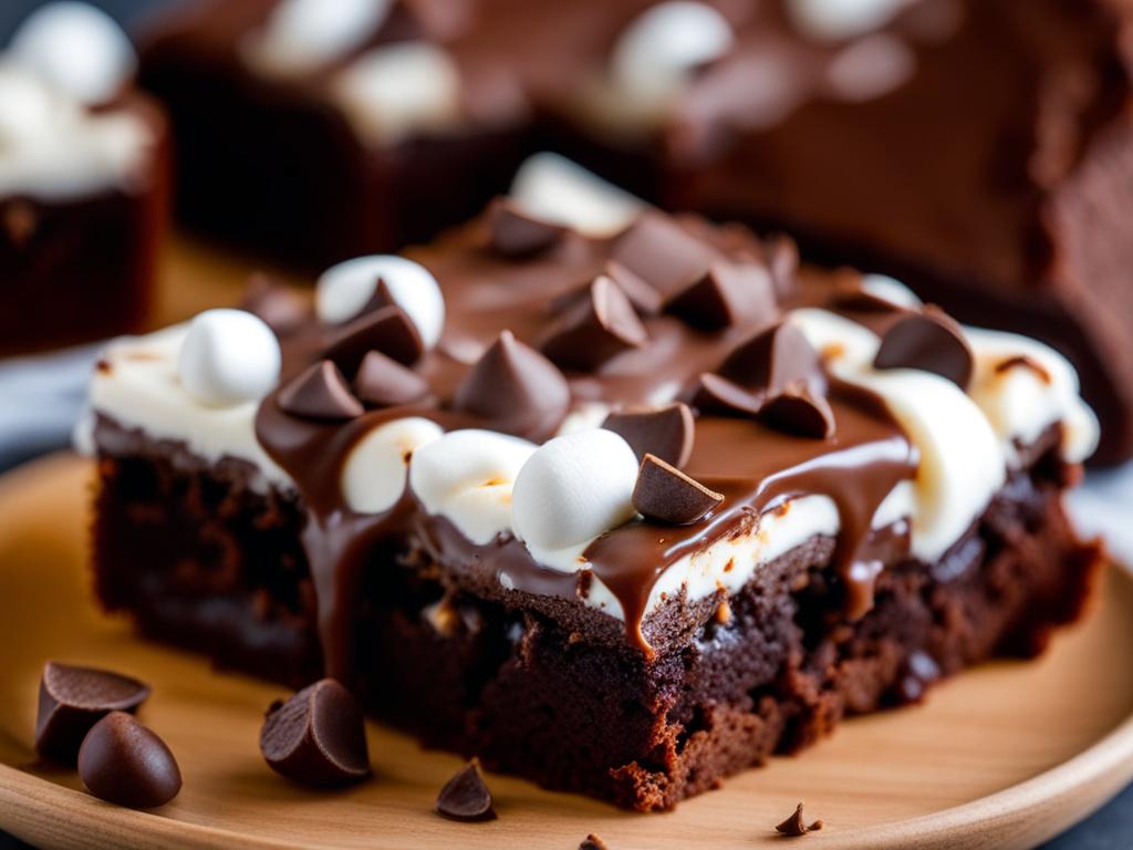 mississippi mud brownies with layers of chocolate and marshmallow. 