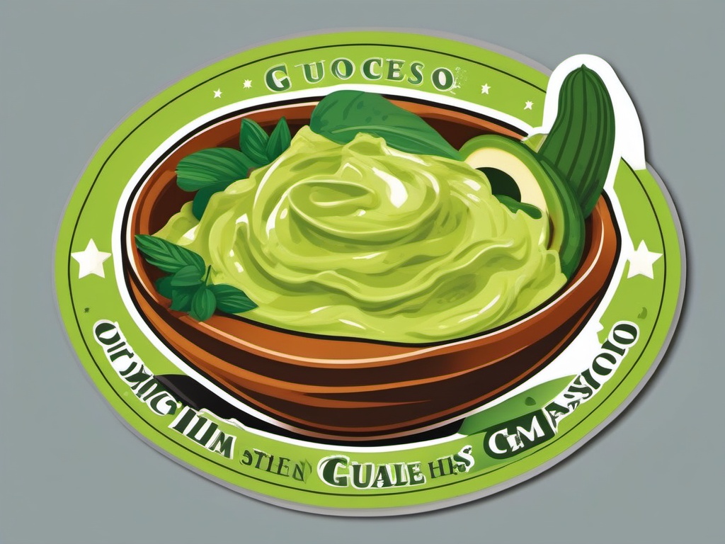 Guacamole Sticker - Dive into the creamy and zesty flavors of fresh guacamole, , sticker vector art, minimalist design