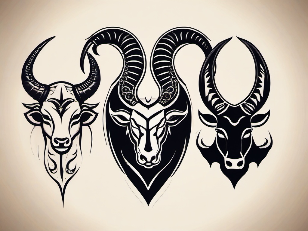 capricorn and taurus tattoo ideas  simple vector color tattoo