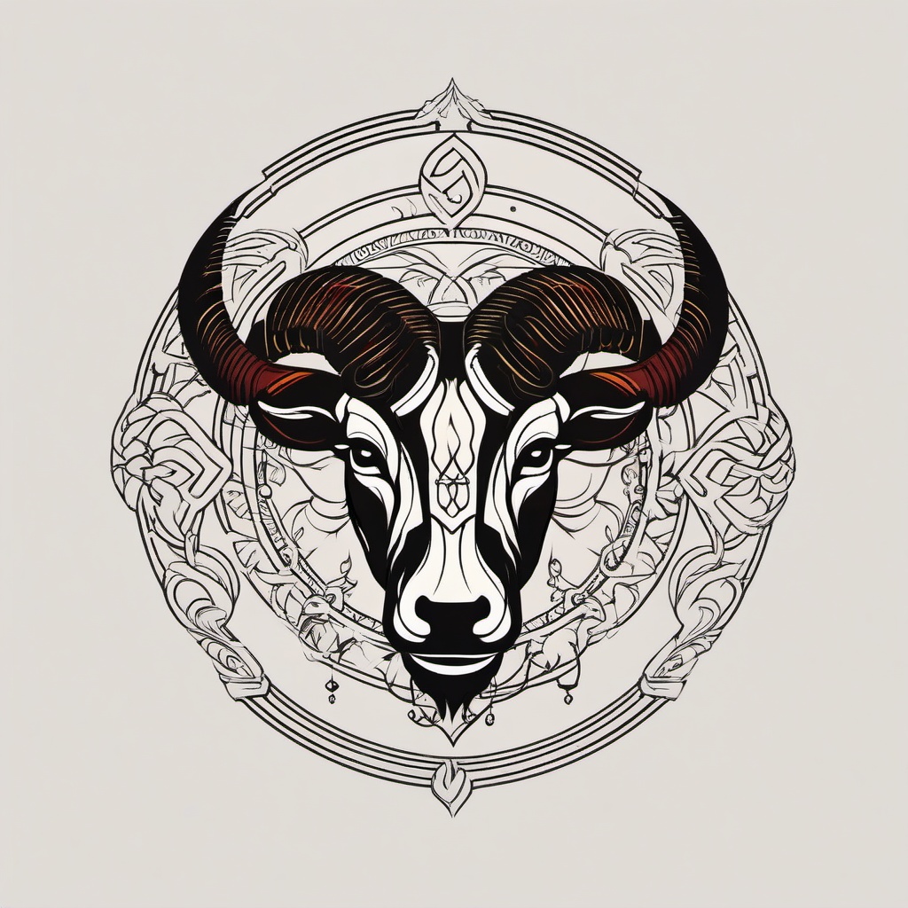 aries capricorn tattoo  simple vector color tattoo