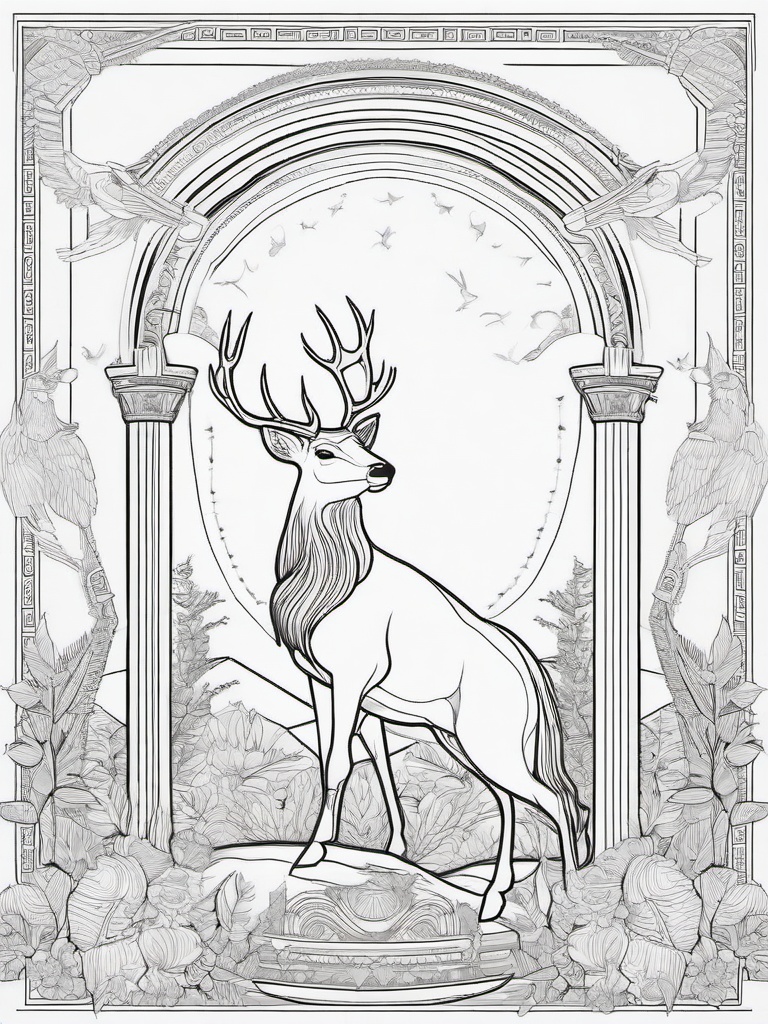 Ceryneian Hind Coloring Pages - Sacred Deer of Greek Mythology  minimal black outline printable sheet, coloring page