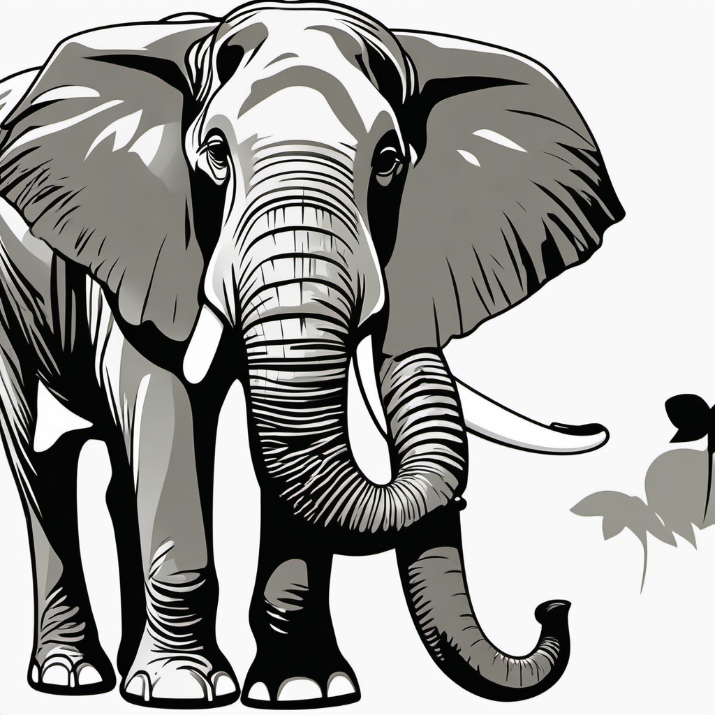 Elephant clipart - Gentle giant of the safari with impressive tusks, ,vector color clipart,minimal