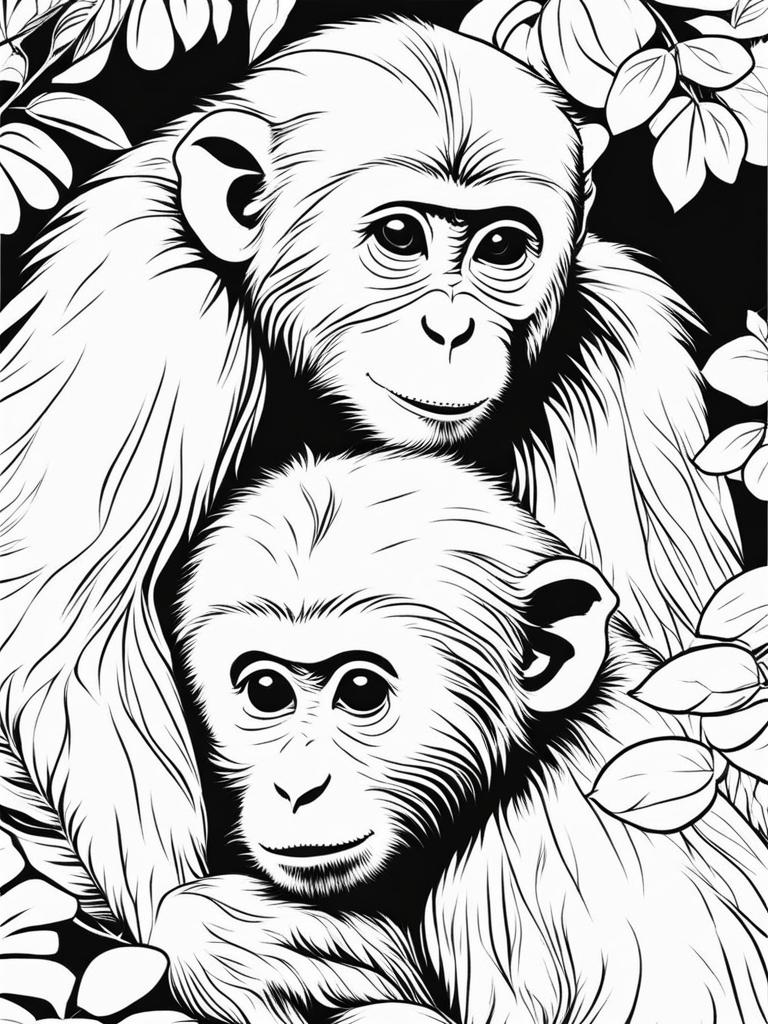 capuchin monkeys cute animals coloring page 