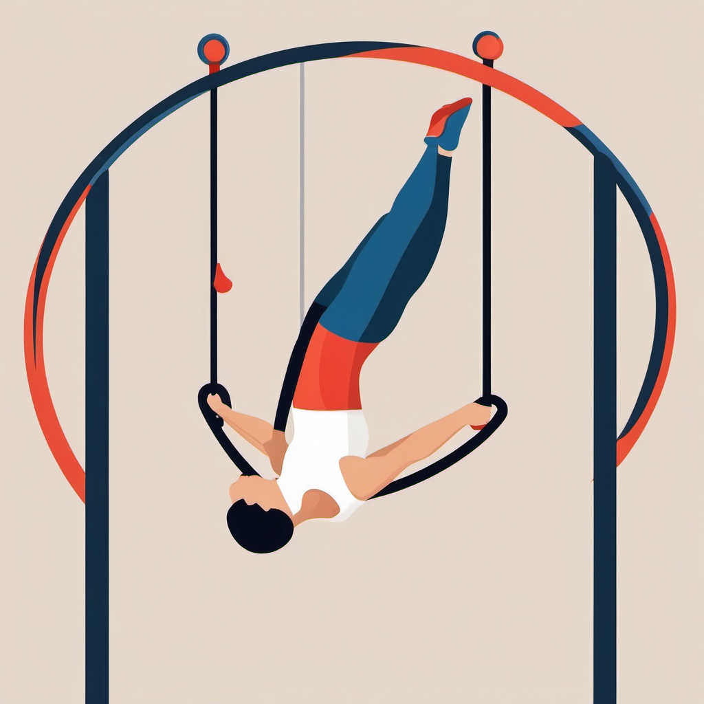 Gymnast on Rings Clipart - A gymnast on gymnastic rings.  color vector clipart, minimal style