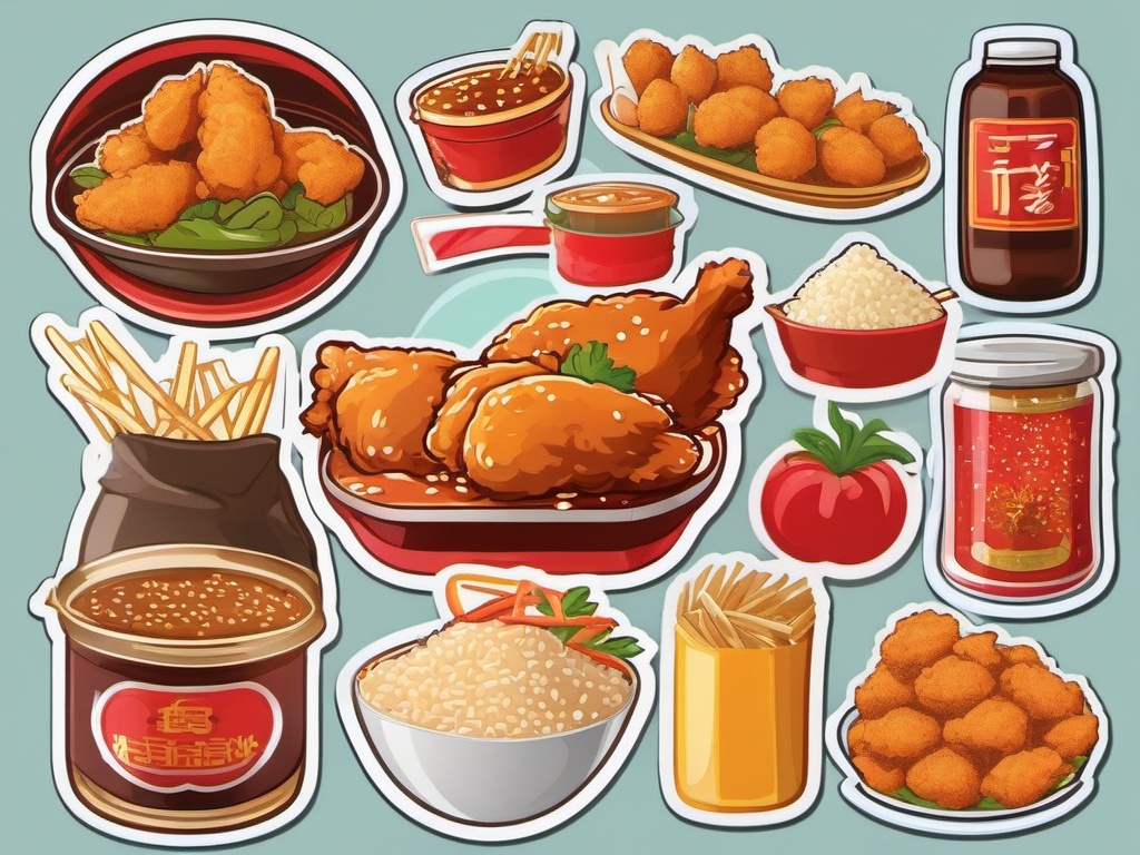 Sesame Chicken Sticker - Enjoy the crispy and flavorful goodness of sesame chicken, , sticker vector art, minimalist design