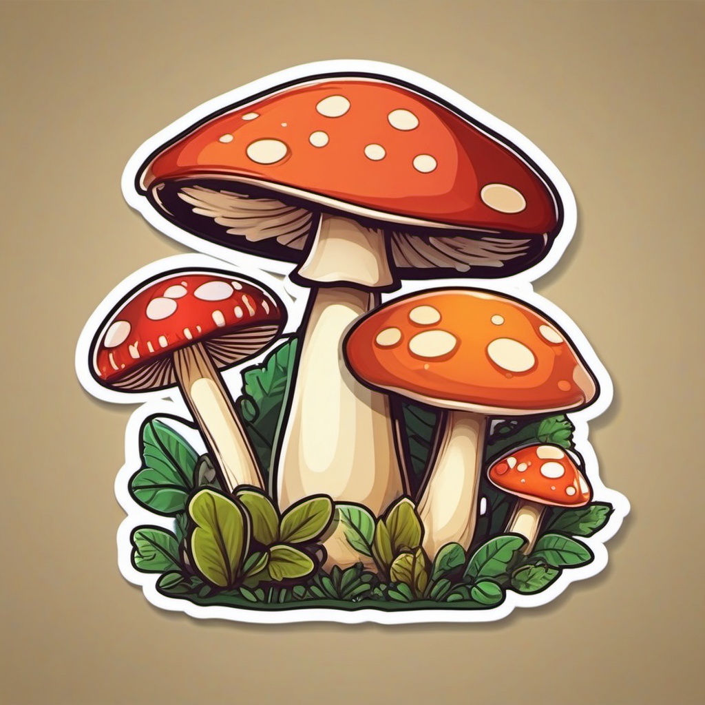 Cute Mushroom sticker- Forest Fungi Friends, , color sticker vector art