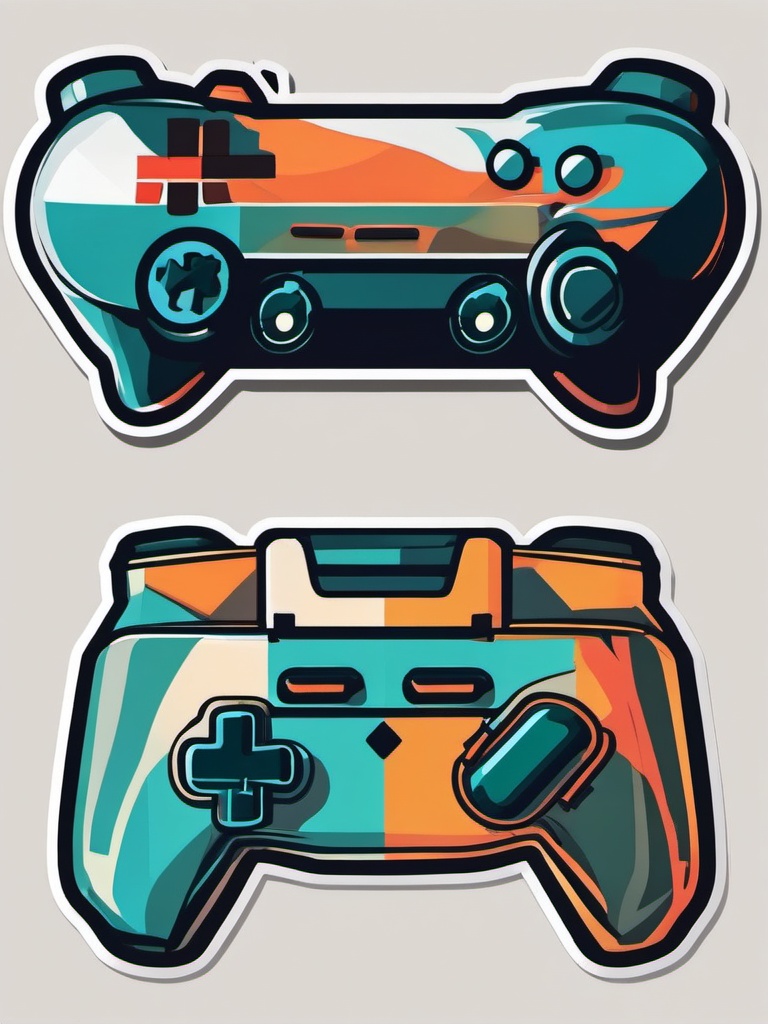 Gaming console and controllers sticker- Multiplayer fun, , sticker vector art, minimalist design