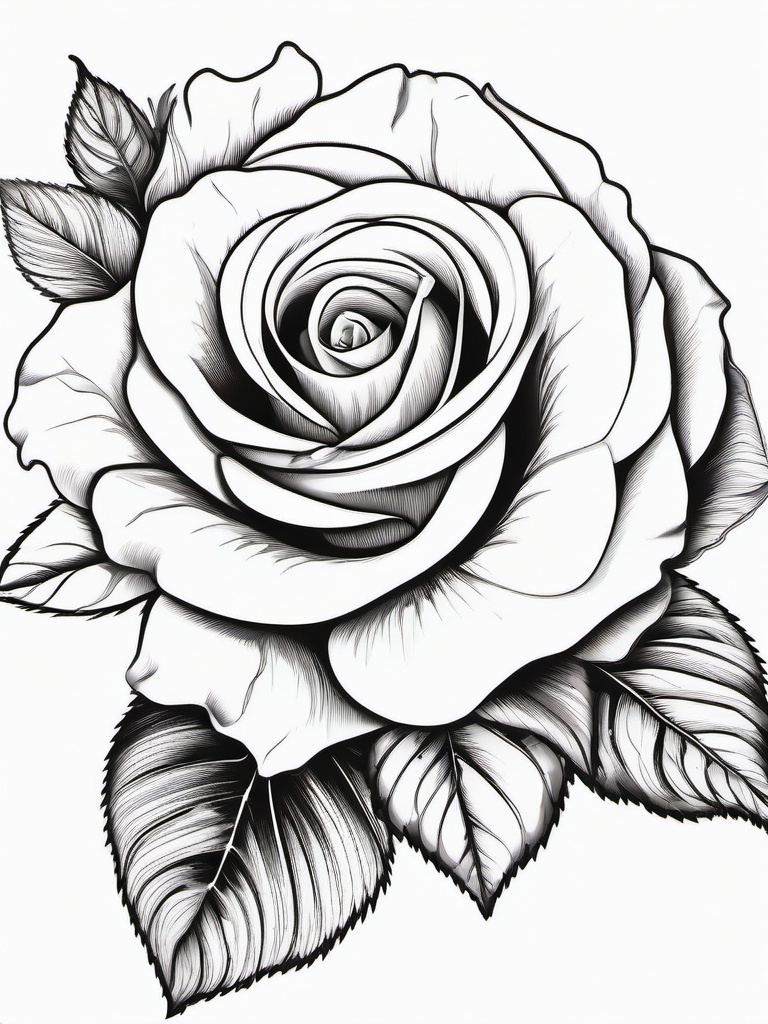 Rose Coloring Pages - White rose with hints of pink on petals  simple coloring pages