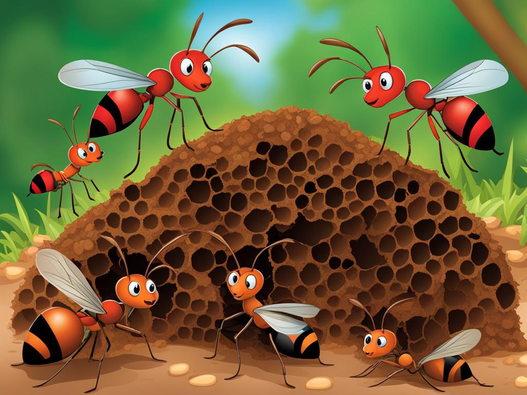 ant clipart: busy ants working together in an anthill. 