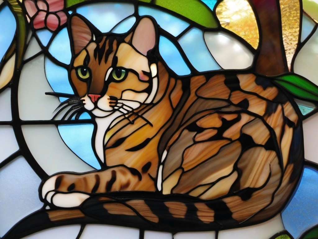 Stained Glass Bengal Cat - Bengal cat with spotted coat  