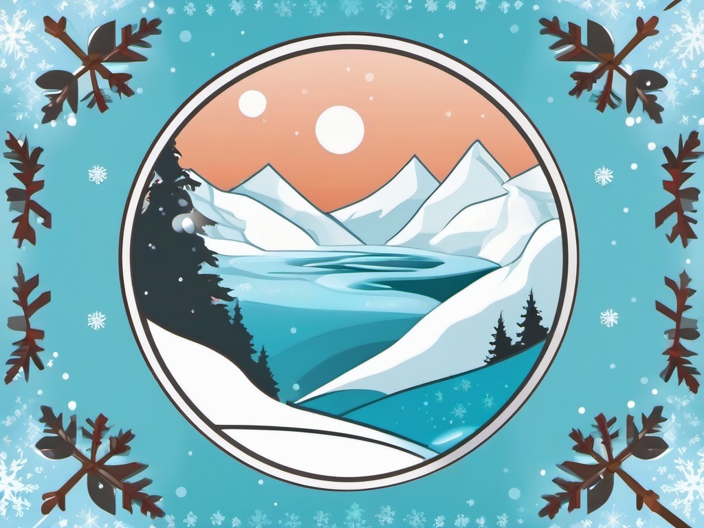 January clipart - frozen river with January written in ice  color,minimalist,vector clipart