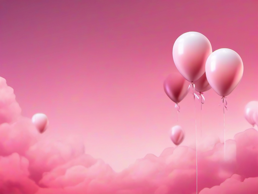 Valentine's Day background - Heart-shaped balloons floating in a pink and white sky  aesthetic background wallpaper