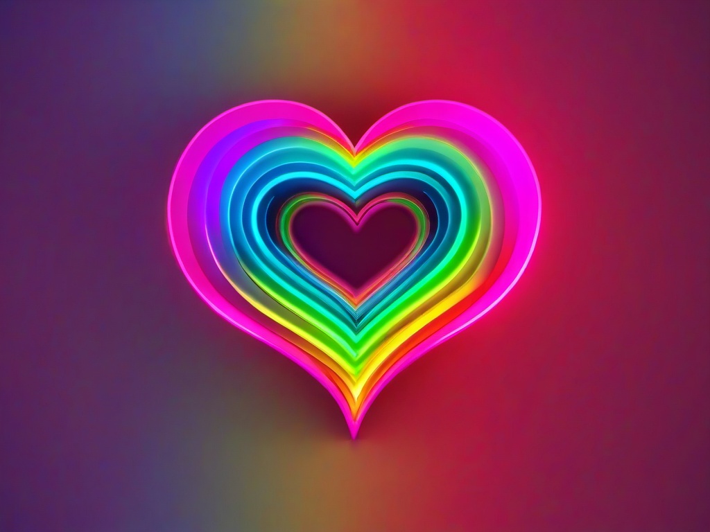 Neon Rainbow Heart Wallpaper  