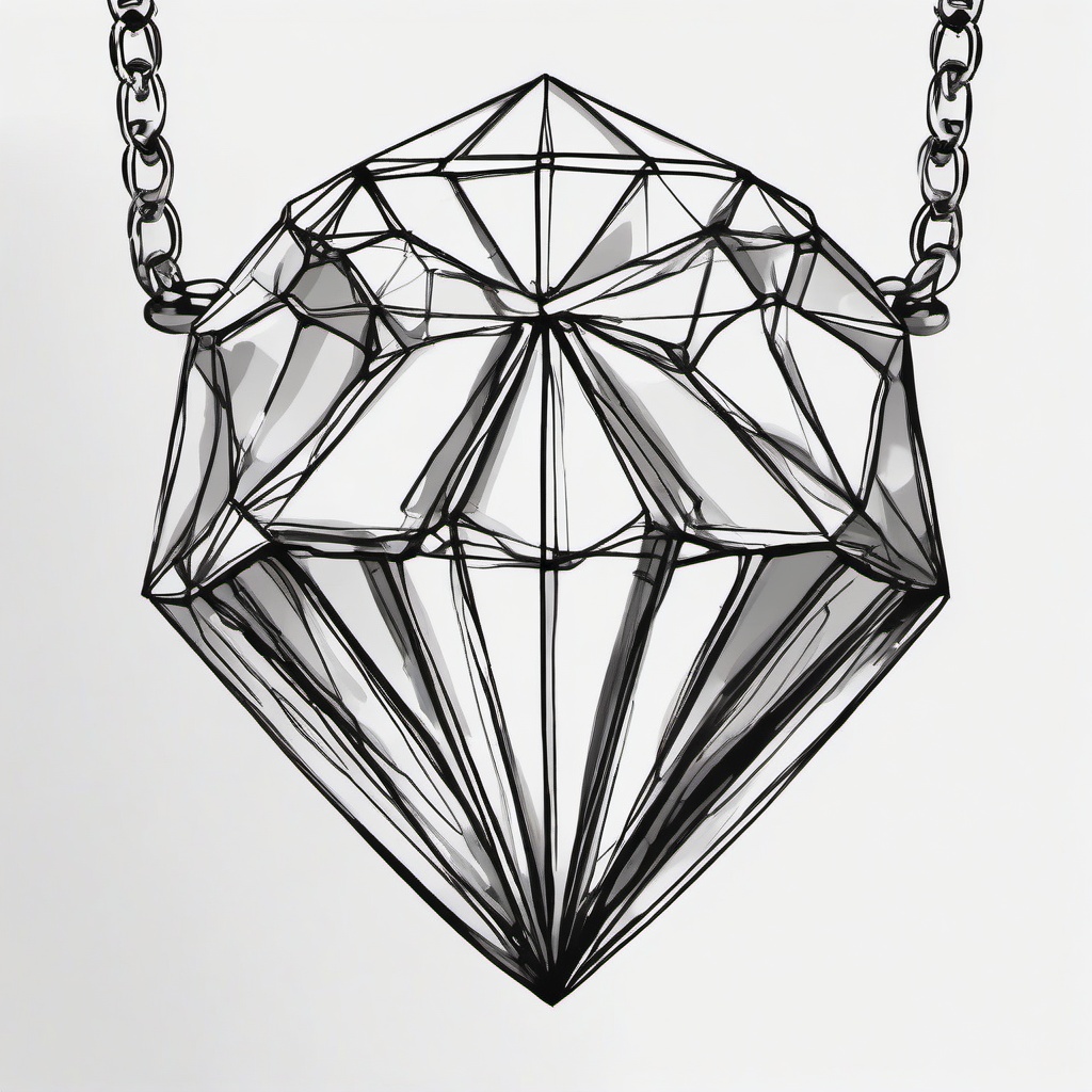 drawing of a diamond in a necklace  minimal rough sketch scribbles,doodles,black and white