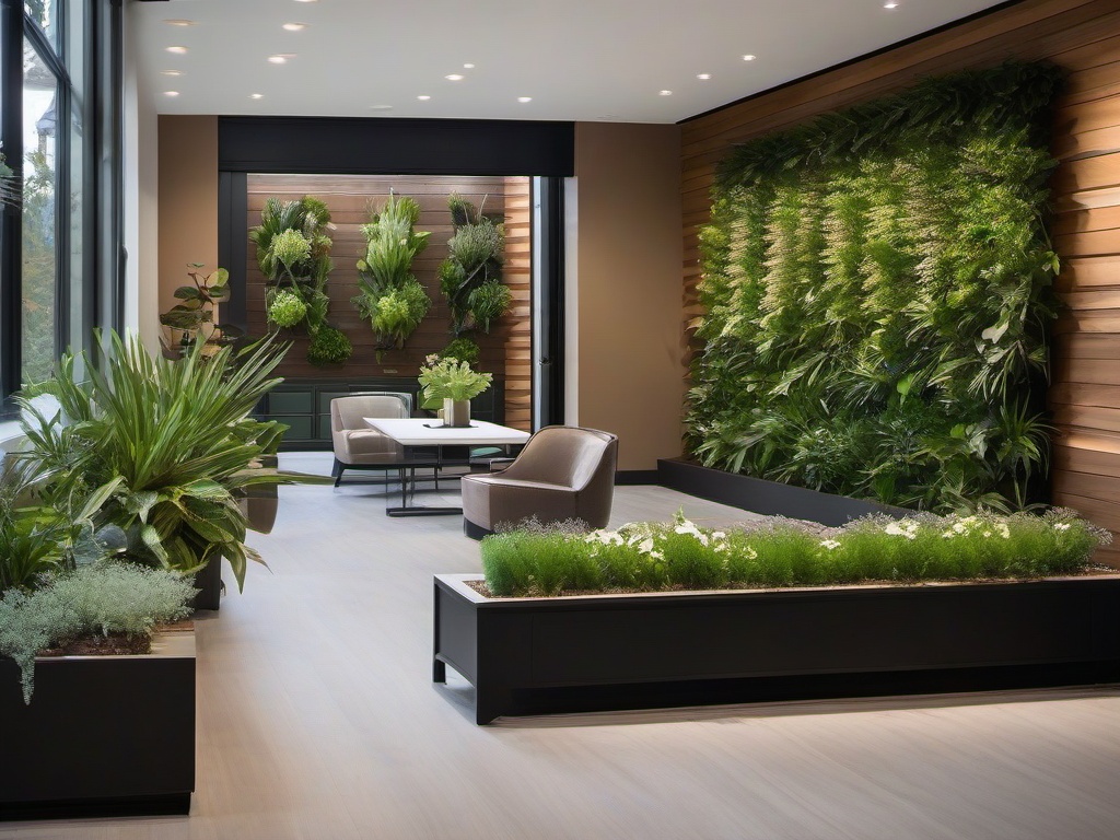 The garden room showcases urban modern interior design with sleek planters, contemporary decor, and a focus on natural light that brings a refreshing vibe to indoor gardening.  