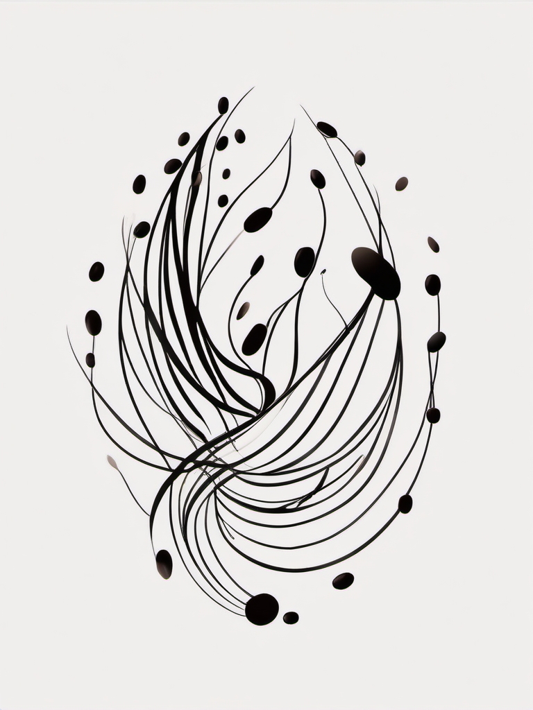 Abstract coffee beans ink: Whimsical lines, the dance of flavor.  simple color tattoo style