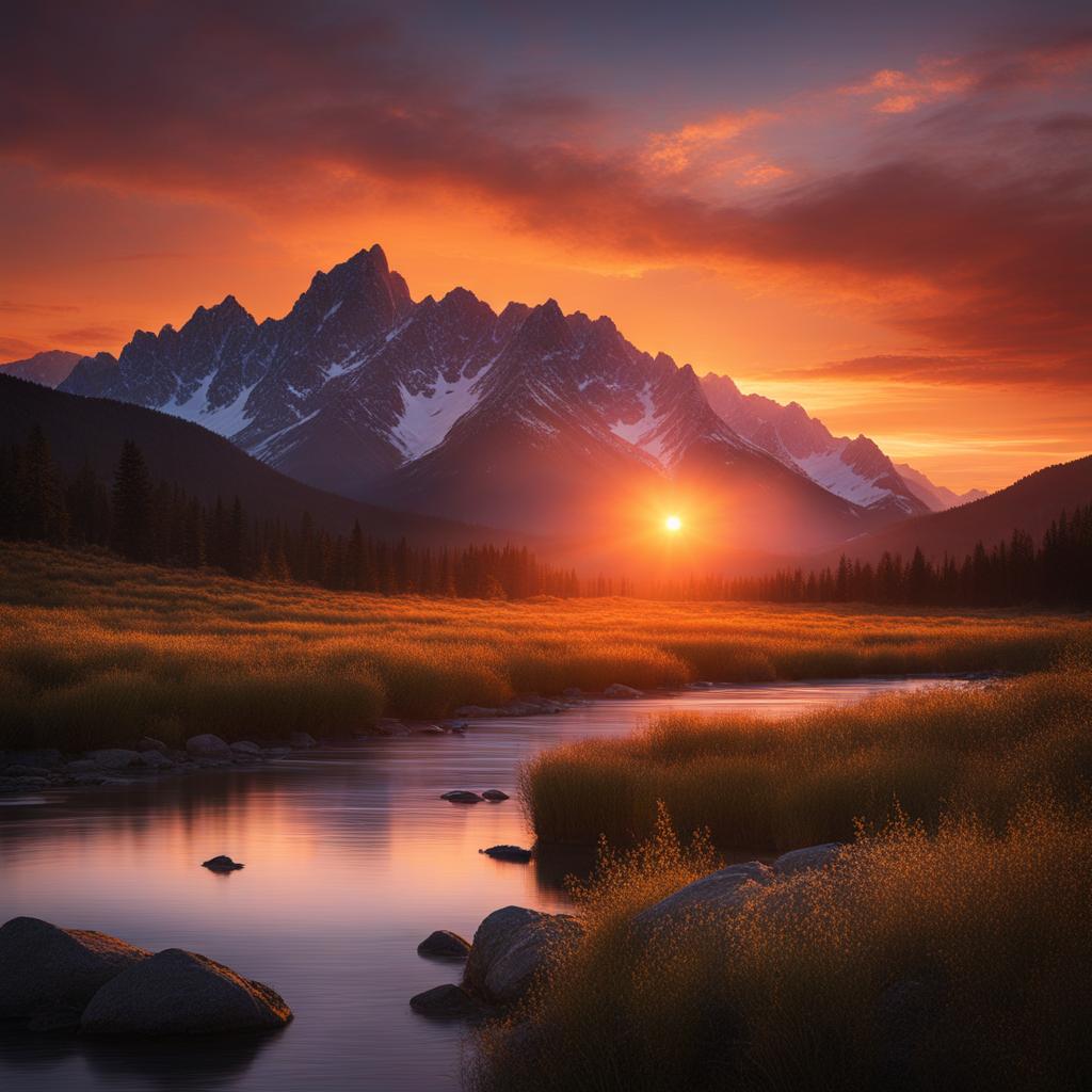 sunset over the mountains - capture the serene beauty of a sunset casting a warm glow over mountain peaks. 