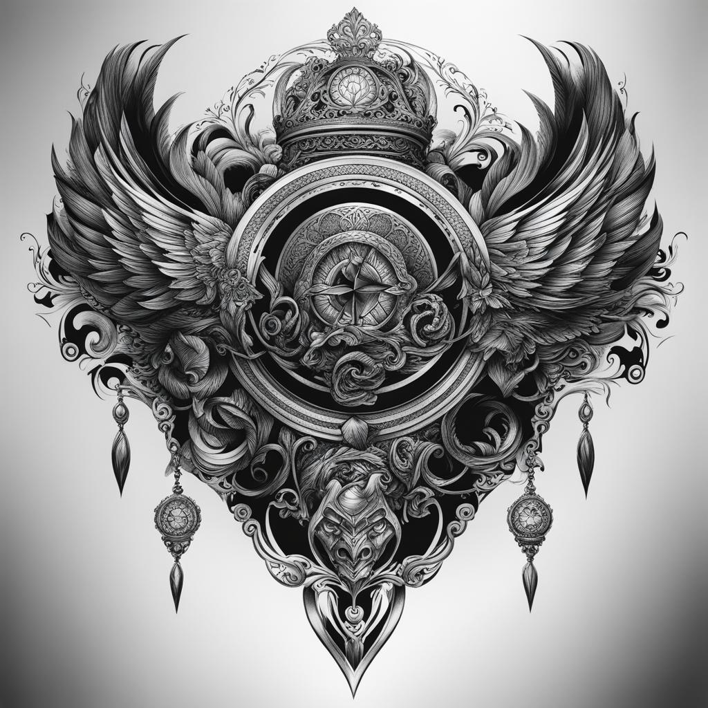 chest tattoo design black and white 