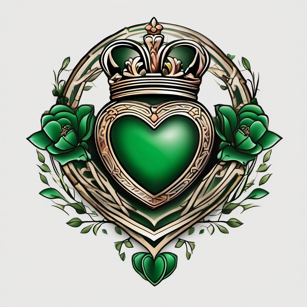 irish claddagh tattoo designs  simple color tattoo,minimal,white background