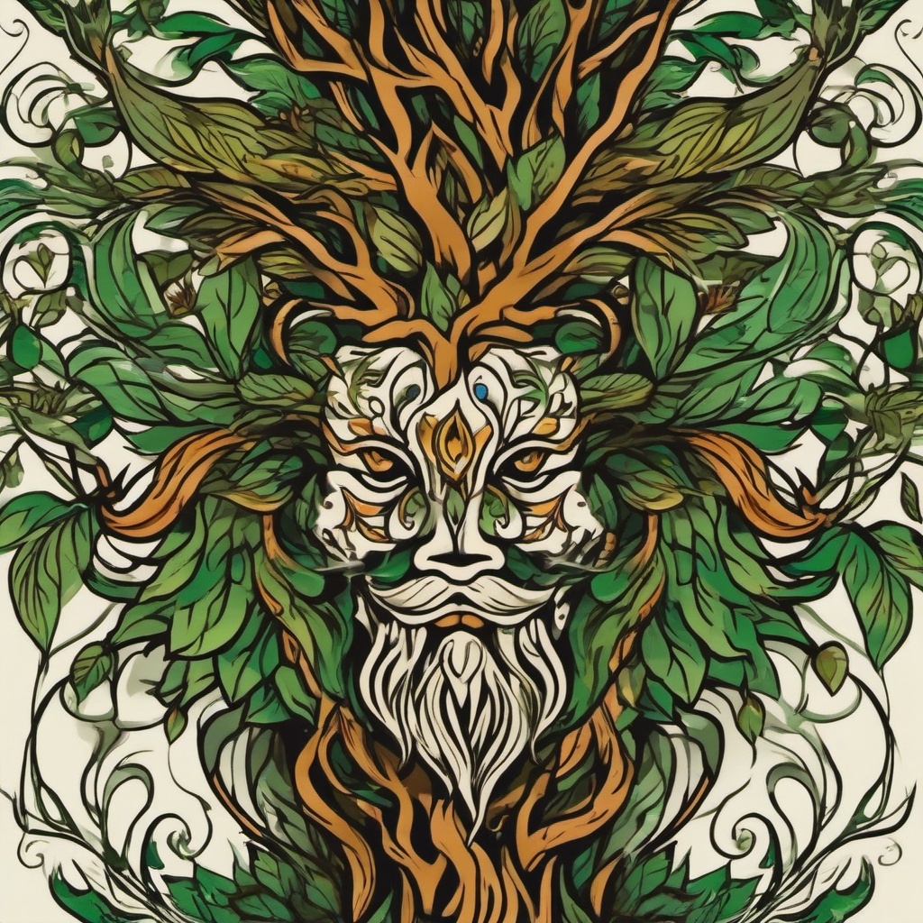 tree spirit tattoo  simple vector color tattoo