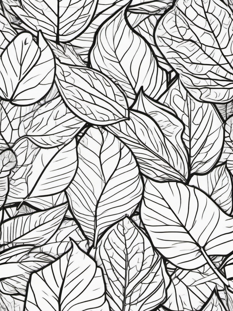 Fallen Leaves Coloring Pages - Piles of Colorful Leaves on the Ground  minimal black outline printable sheet, coloring page