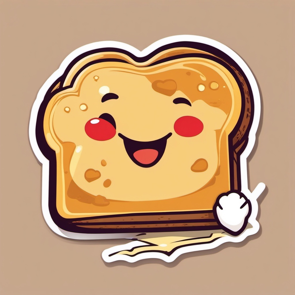 Smiling Toast sticker- Breakfast Delight, , color sticker vector art