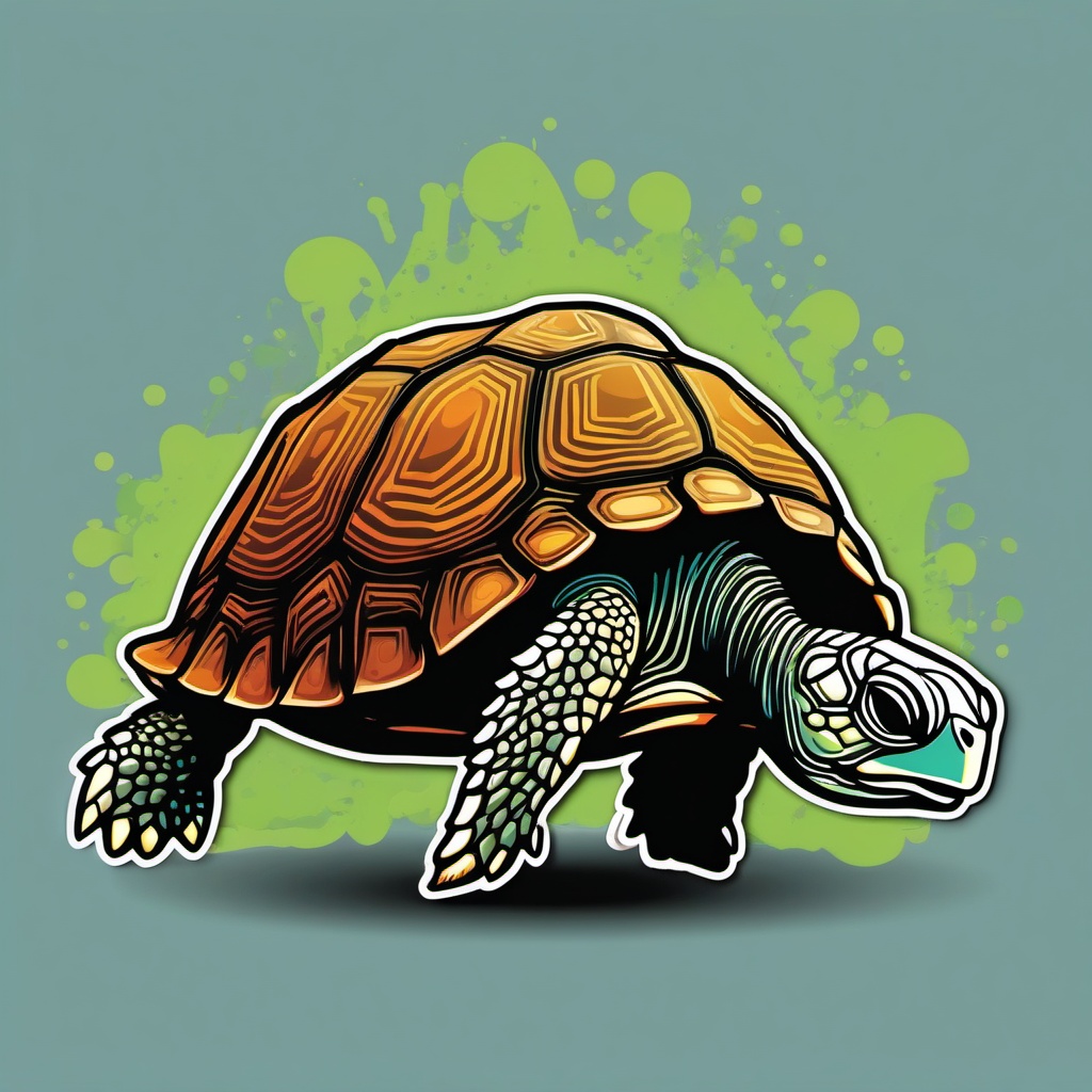 Turtle Sticker - Cute turtle with a slow pace, ,vector color sticker art,minimal