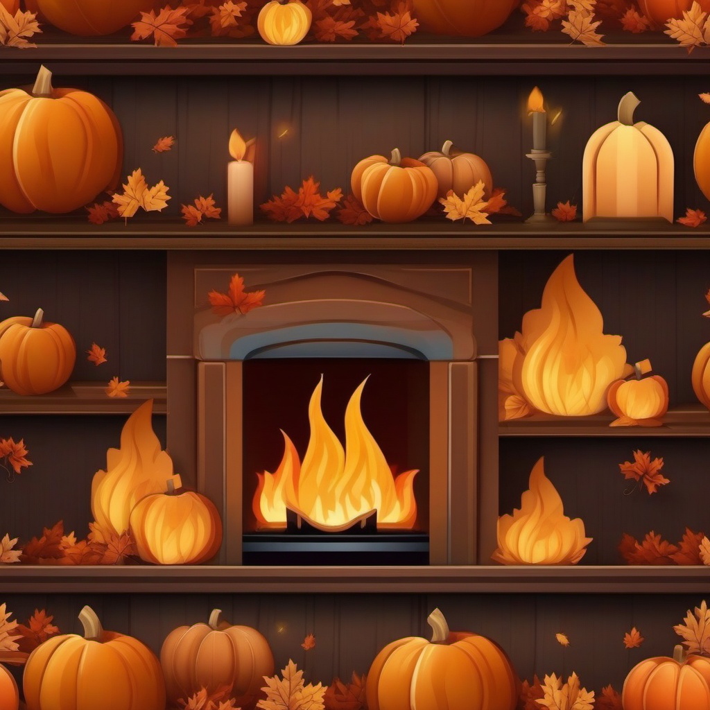 Cute Fall Backgrounds - Cozy Autumn Fireplace  wallpaper style, intricate details, patterns, splash art, light colors