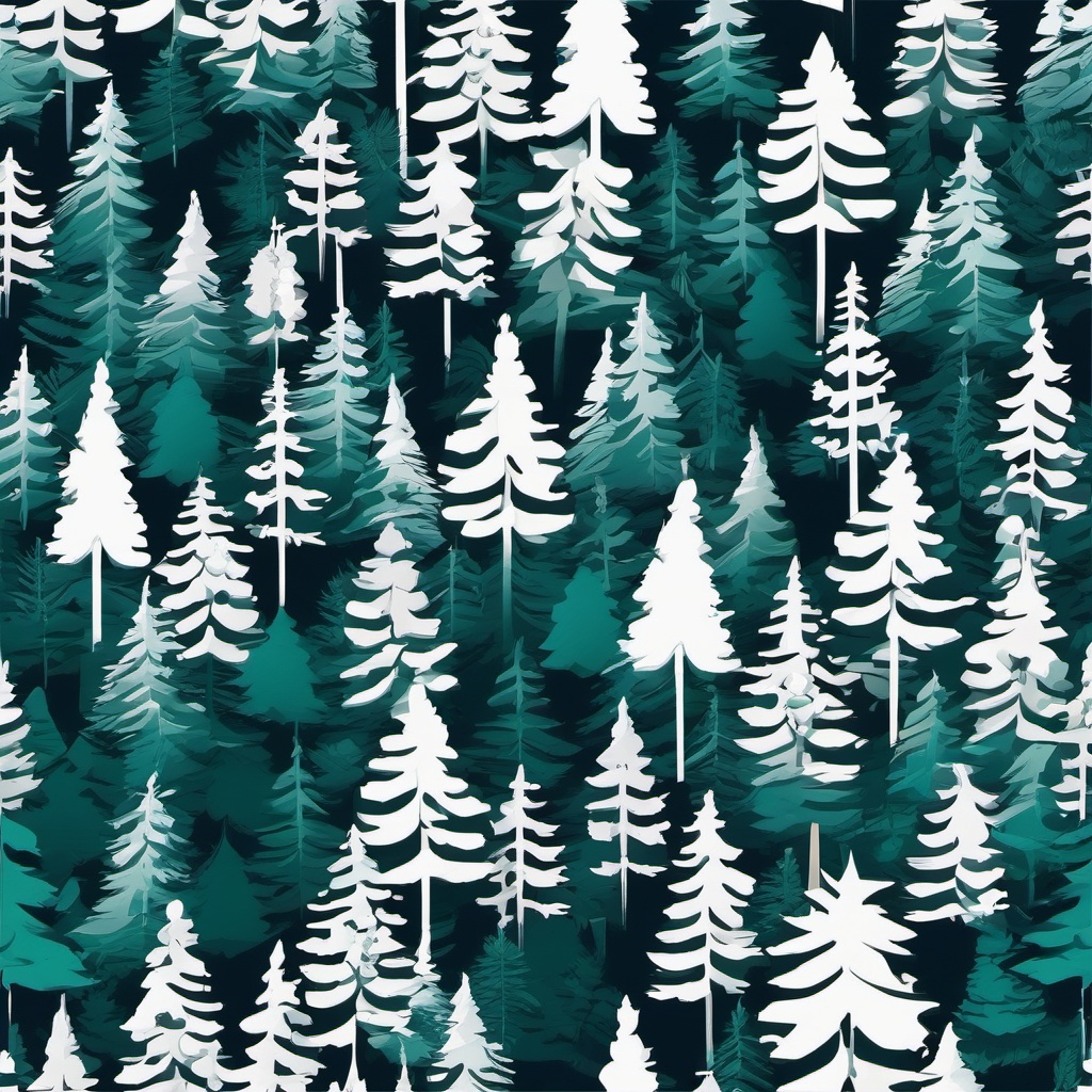 Snowy Pines clipart - Snow-covered pine trees in a forest, ,vector color clipart,minimal