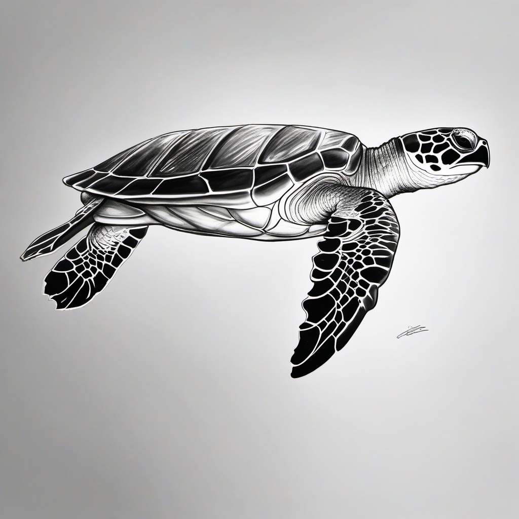 drawing of a flatback sea turtle  minimal rough sketch scribbles,doodles,black and white