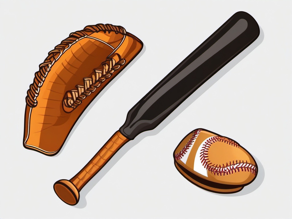 Cartoon baseball bat and glove clipart.  vector style illustration, white background