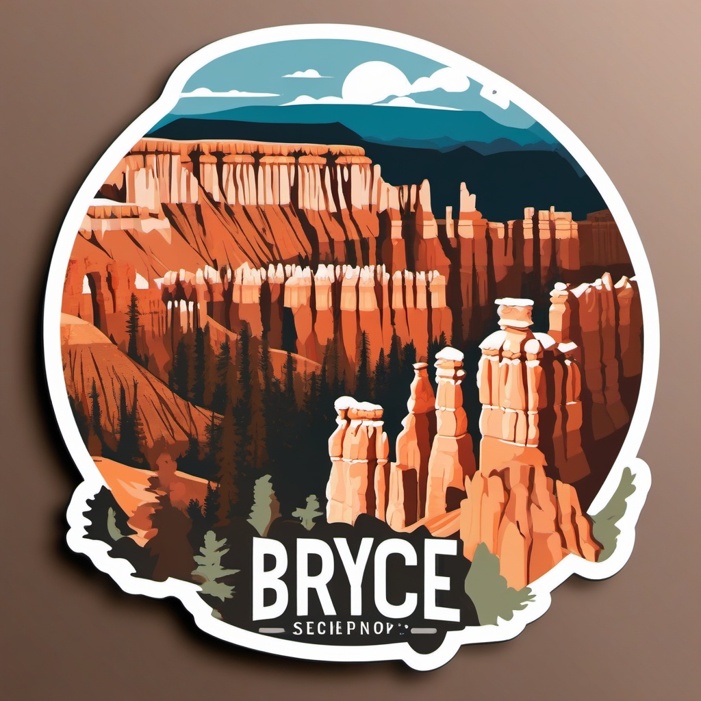 Bryce Canyon sticker- Unique geological formations in Utah, , sticker vector art, minimalist design