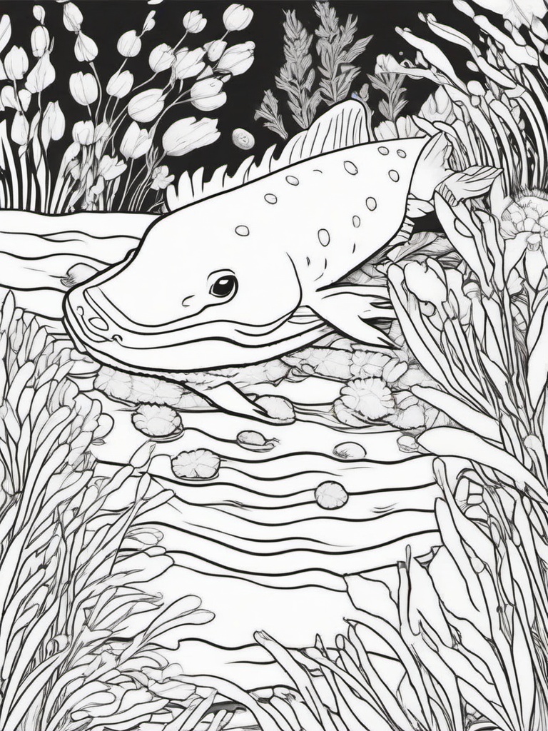 Axolotl Coloring Pages - Axolotl and its friends having a picnic underwater  simple coloring pages