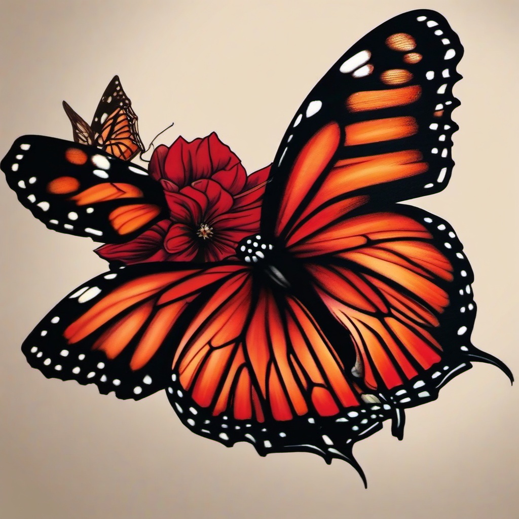 red monarch butterfly tattoo  