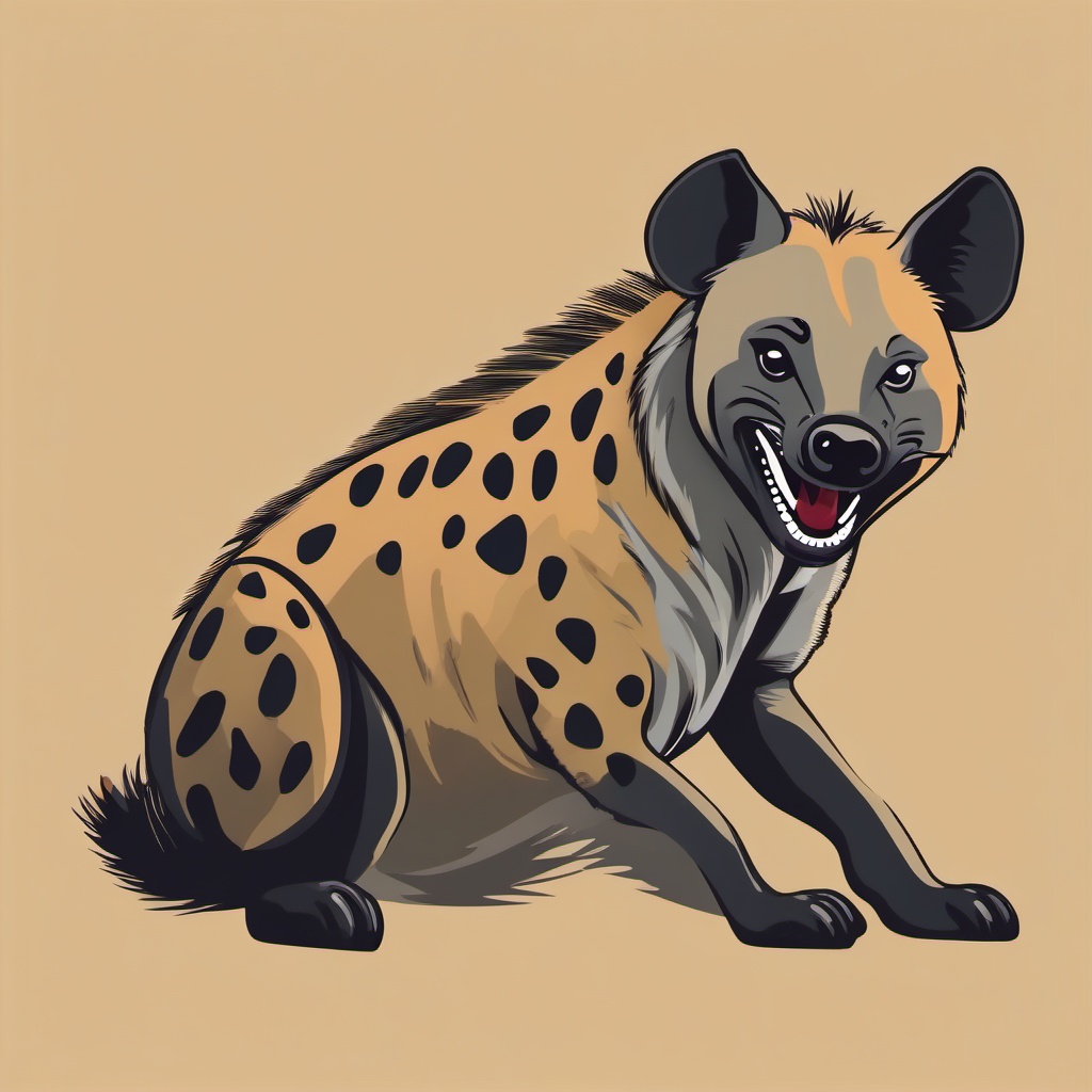 Hyena Clip Art - Laughing hyena in the wild,  color vector clipart, minimal style