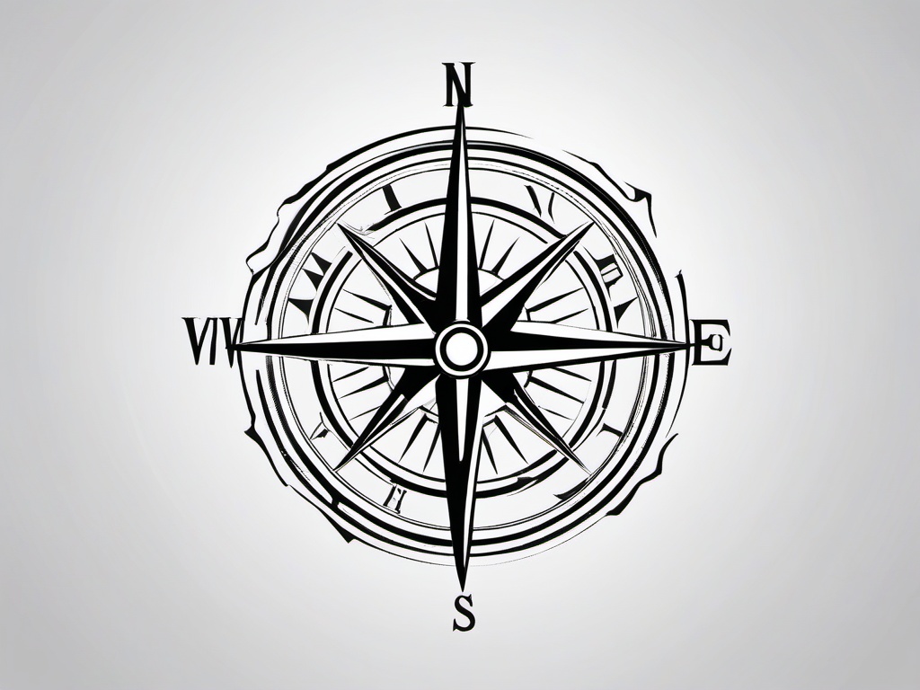 Broken Compass Tattoo - Creative depiction of a broken compass.  simple vector tattoo,minimalist,white background