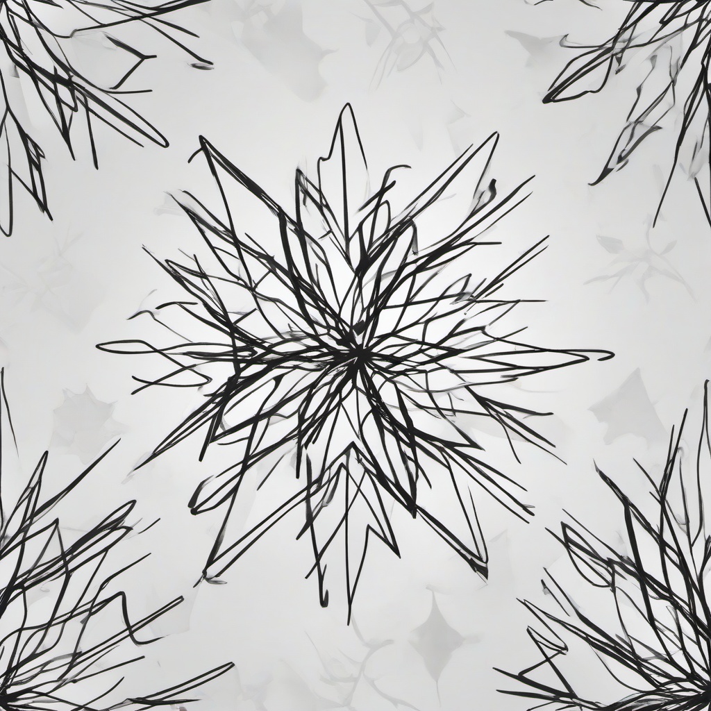 drawing of snowflake  minimal rough scribbles,doodles,black and white