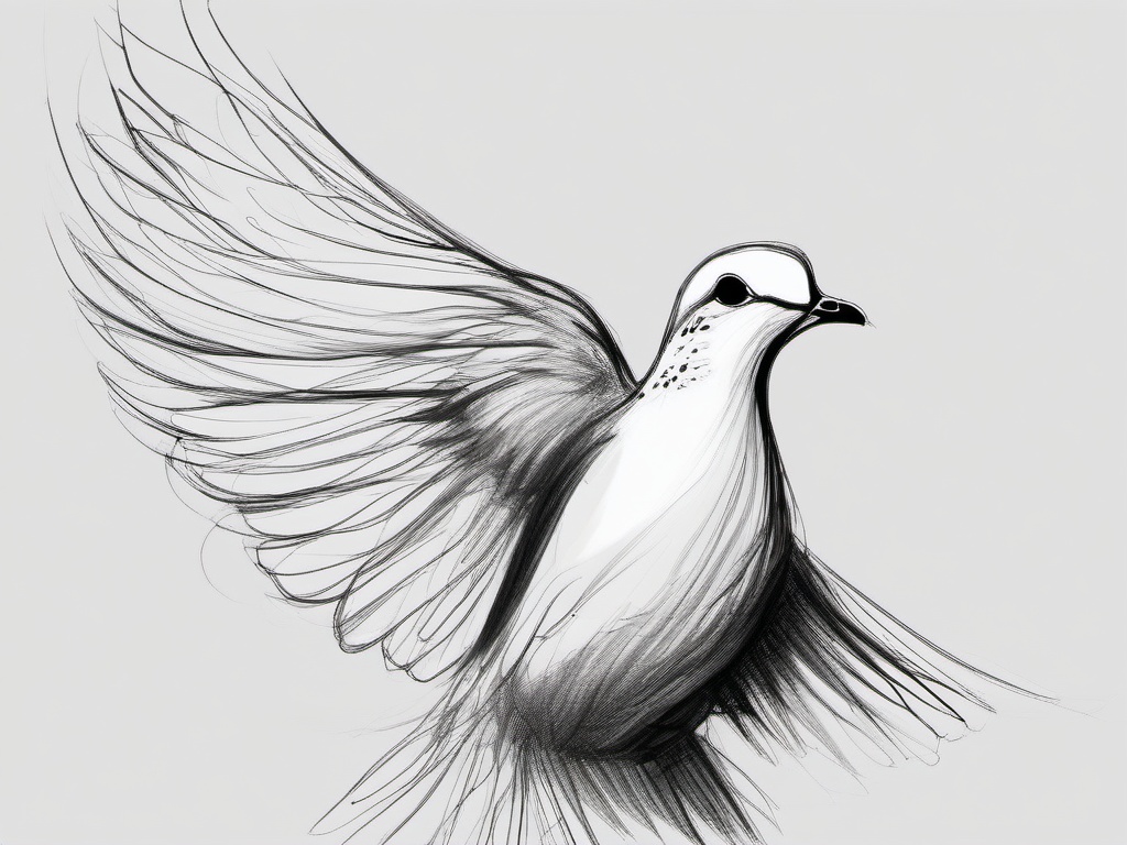 sketch of a dove  minimal rough sketch scribbles,doodles,black and white