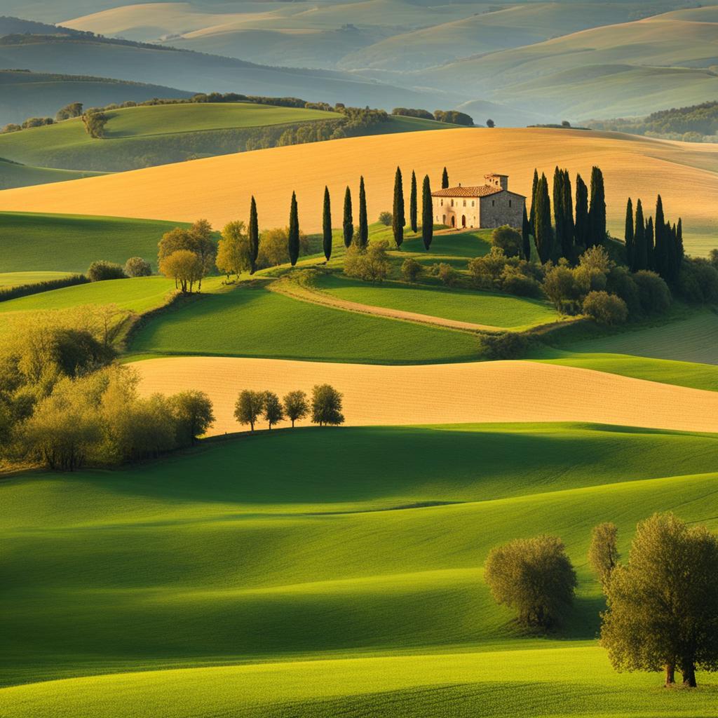 hidden treasures of val d'orcia - paint the hidden treasures of val d'orcia in tuscany, with its iconic rolling hills and picturesque villages. 