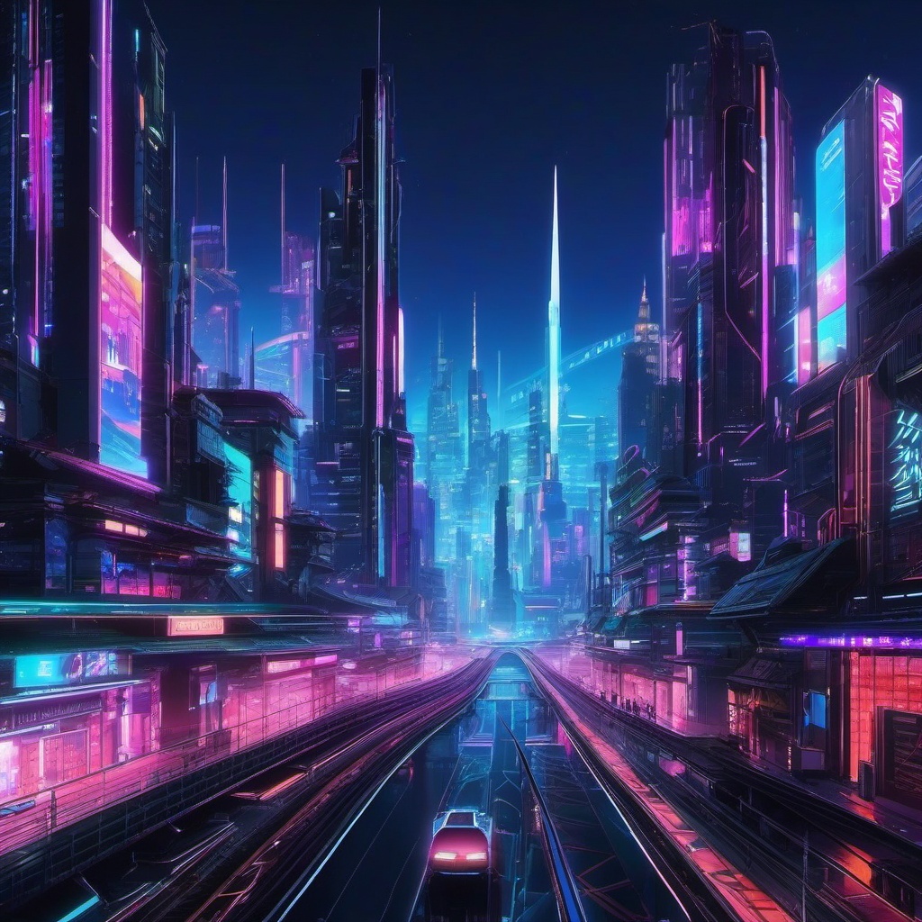 Neon Futuristic Cityscape in Anime Cool Anime Backgrounds for Phone intricate details, patterns, wallpaper photo