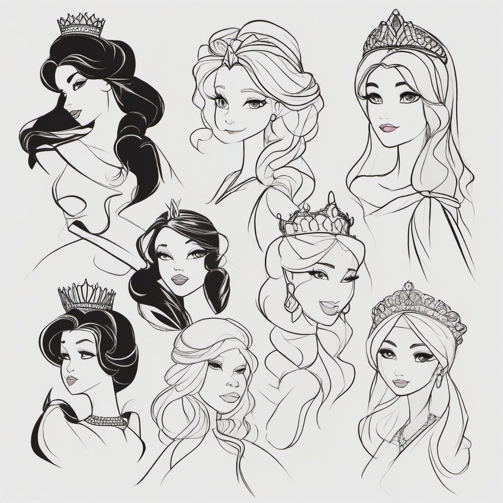 drawings of princesses  minimal rough sketch scribbles,doodles,black and white