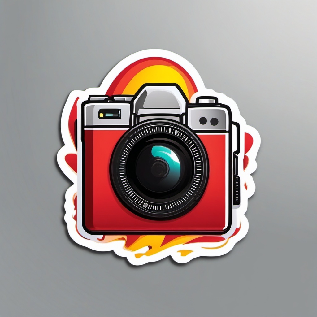 Heartbeat with Camera Emoji Sticker - Capturing moments of love on film, , sticker vector art, minimalist design