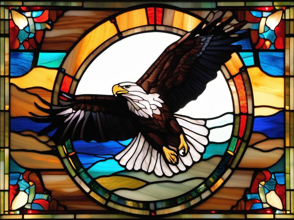 Stained Glass Eagle - Bald eagle in flight  